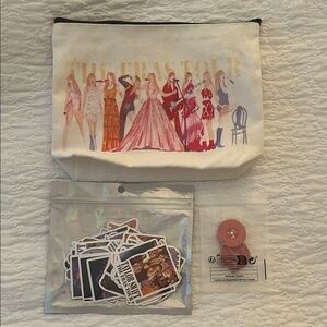 Taylor Swift The Eras Tour Canvas Pouch with Stickers and Earrings